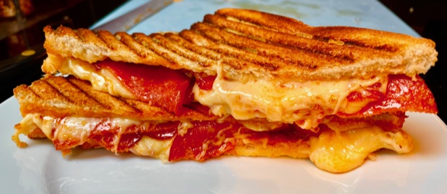 Cheese and pepperoni toastie Cheese and pepperoni toastie